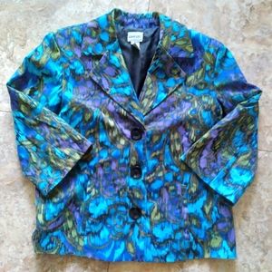 Chico's Multicolor Abstract Floral 3 button closure blazer, size Chico's 1 (S/8)